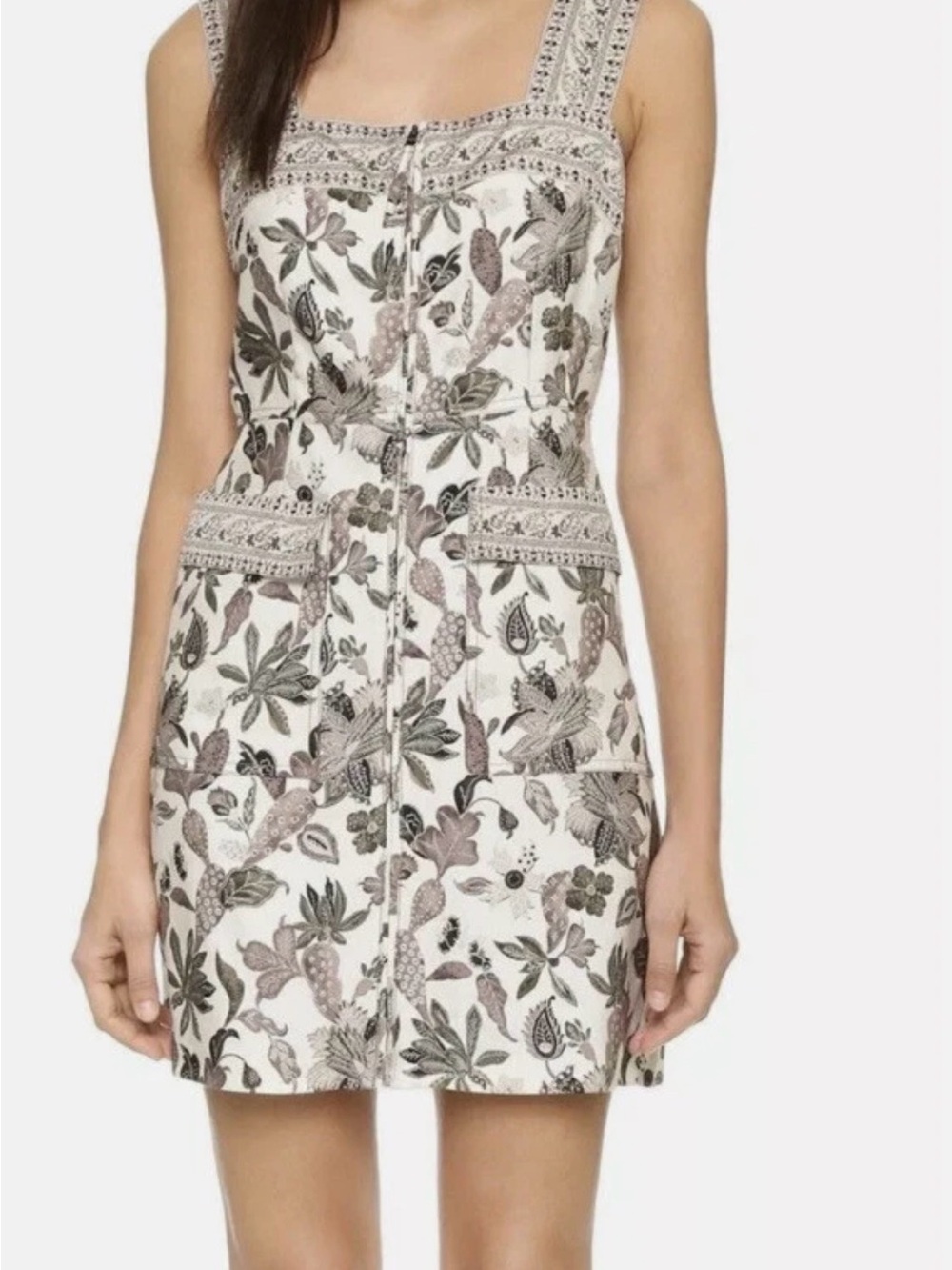 Tory Burch Mikado New Ivory Wisteria  Dress Size 4 Silk Wool Neutral $395 Retail